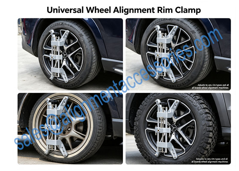 wheel alignment rim clamp for different rims Morsetto del cerchione per l'allineamento delle ruote per diversi cerchi